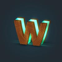 3D, realistic, glass and wood character from a typeface, vector