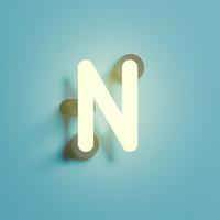 Realistic neon character from a fontset, vector illustration