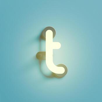 Realistic neon character from a fontset, vector illustration