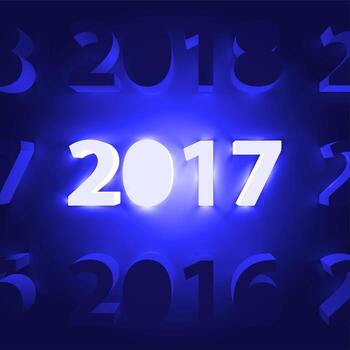 Neon 2017 shining sign, vector illustration