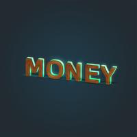 'MONEY' - Realistic illustration of a word made by wood and glowing glass, vector