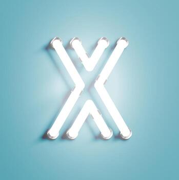 Realistic neon character from a fontset, vector illustration