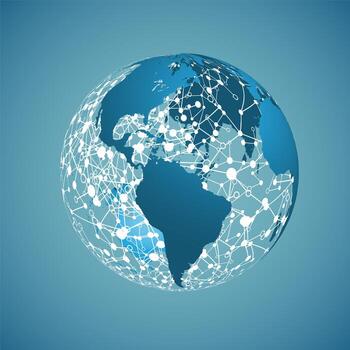 World globe on a blue background, vector illustration