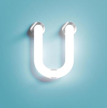 Realistic neon character from a fontset, vector illustration