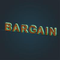 'BARGAIN' - Realistic illustration of a word made by wood and glowing glass, vector