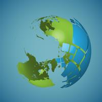 World globe on a blue background, vector illustration