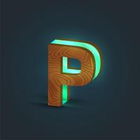 3D, realistic, glass and wood character from a typeface, vector