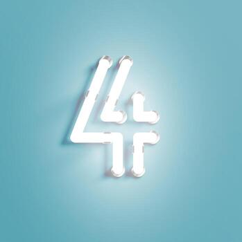 Carácter de neón realista de un conjunto de fuentes, ilustración vectorial vector