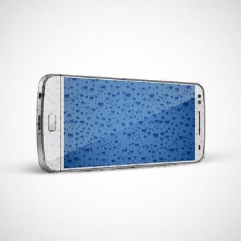 Realistic, high-detailed wet cellphone, vector illustration