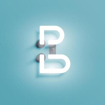 Realistic neon character from a fontset, vector illustration