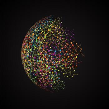 Mundo punteado con conexiones, ilustración vectorial vector