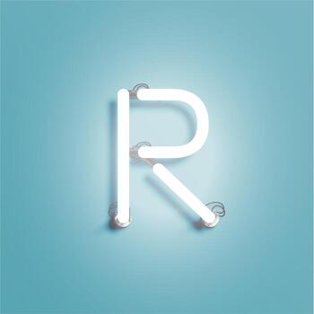 Carácter de neón realista de un conjunto de fuentes, ilustración vectorial vector