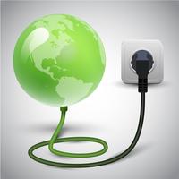 Vector illustration of earth globe with power cable