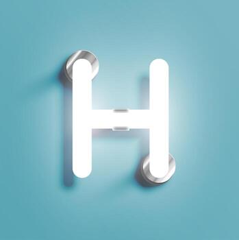 Realistic neon character from a fontset, vector illustration