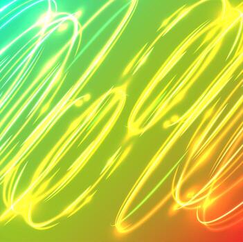 Neon blurry circles on a blue background, vector illustration.