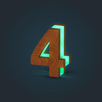 3D, realistic, glass and wood character from a typeface, vector