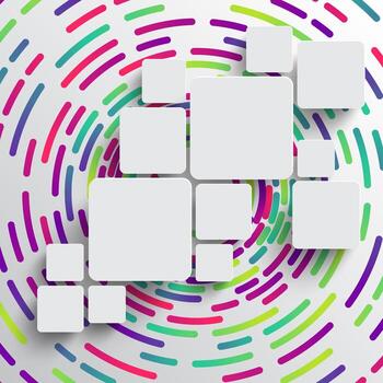 Rounded shape with shadow and colorful circle background vector