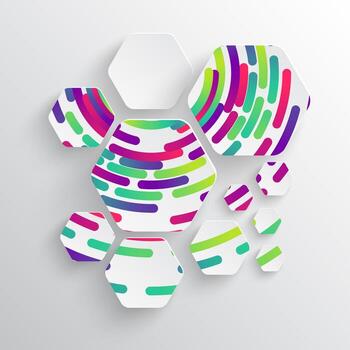 Rounded shape with shadow and colorful circle background vector