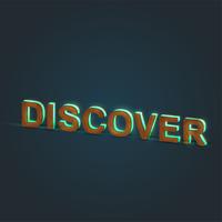 'DISCOVER' - Realistic illustration of a word made by wood and glowing glass, vector