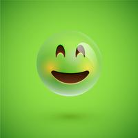 Emoticon realista verde cara sonriente, ilustración vectorial vector