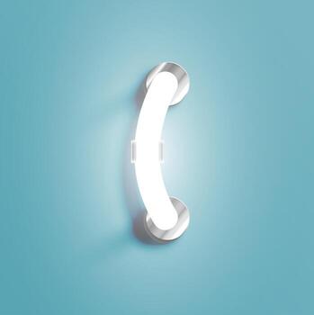 Realistic neon character from a fontset, vector illustration