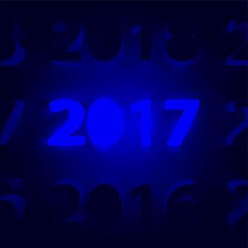 Neon 2017 shining sign, vector illustration