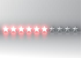 Glowing red 3D star rating, vector illustartion