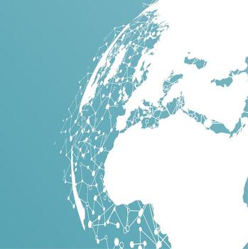 Dotted world with connections, vector illustration