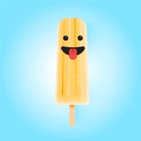 Funny emoticons on realistic icecream illustration, vector illustration