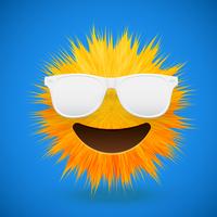 High-detailed 3D fur smiley emoticon, vector illustration