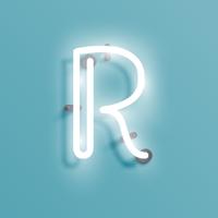 Realistic neon character from a fontset, vector illustration