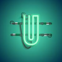 Realistic neon character with wires and console, vector illustration