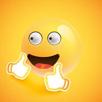 Emoticon with thumbs up, vector illustration