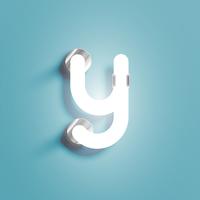 Realistic neon character from a fontset, vector illustration