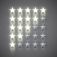 Star-rating set with 3D glowing stars and grey ones, vector illustration