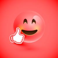 Emoticon with thumbs up, vector illustration