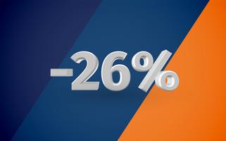 3D sale illustration with percentage, vector