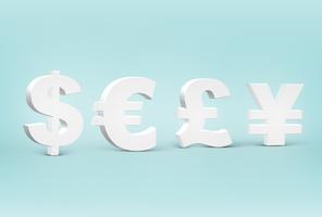 High detailed 3D money signs set, vector illustration