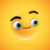 Highly detailed happy emoticon, vector illustration