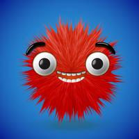 High-detailed 3D fur smiley emoticon, vector illustration