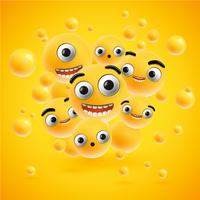 Cute high-detailed emoticons for web, vector illustration