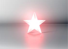 Glowing red 3D star rating, vector illustartion