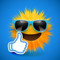 High-detailed 3D fur smiley emoticon, vector illustration