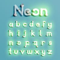 Realistic neon character set, vector illustration
