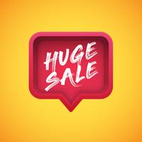 High-detailed red speech bubble with 'HUGE SALE' title, vector illustration