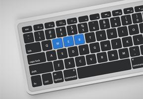 Las letras en el teclado forman una palabra, ilustración vectorial vector