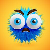 High-detailed 3D fur smiley emoticon, vector illustration