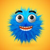 High-detailed 3D fur smiley emoticon, vector illustration