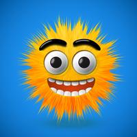 High-detailed 3D fur smiley emoticon, vector illustration