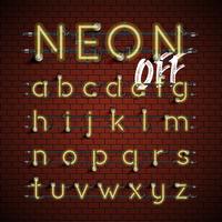 High detailed neon font set, vector illustration